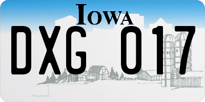 IA license plate DXG017