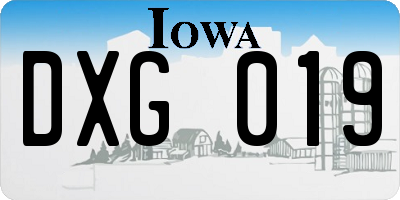 IA license plate DXG019