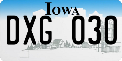 IA license plate DXG030