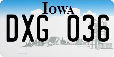 IA license plate DXG036