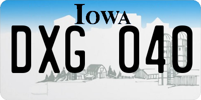 IA license plate DXG040