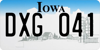 IA license plate DXG041
