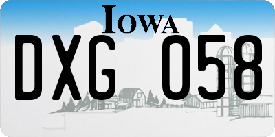 IA license plate DXG058