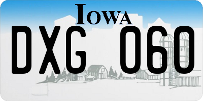 IA license plate DXG060