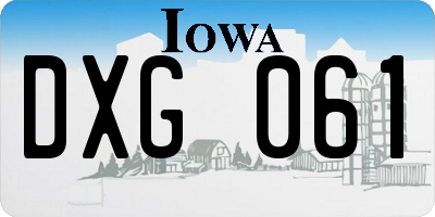 IA license plate DXG061