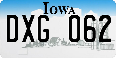 IA license plate DXG062