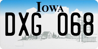 IA license plate DXG068