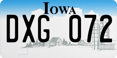 IA license plate DXG072