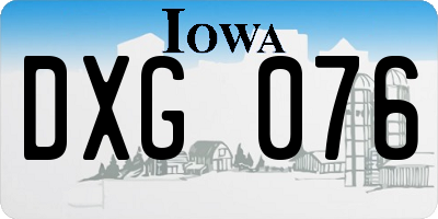 IA license plate DXG076