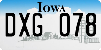 IA license plate DXG078
