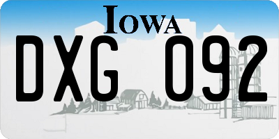 IA license plate DXG092