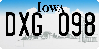 IA license plate DXG098