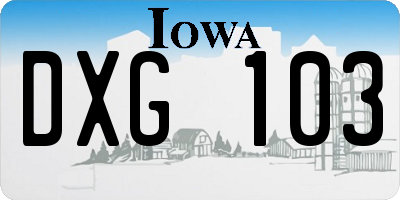 IA license plate DXG103