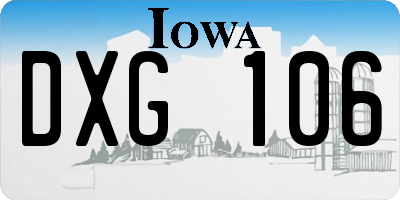 IA license plate DXG106