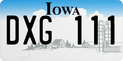 IA license plate DXG111