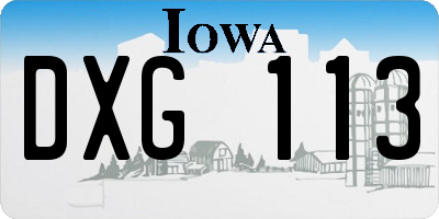 IA license plate DXG113