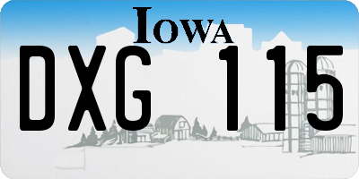 IA license plate DXG115