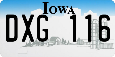 IA license plate DXG116