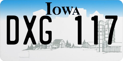 IA license plate DXG117