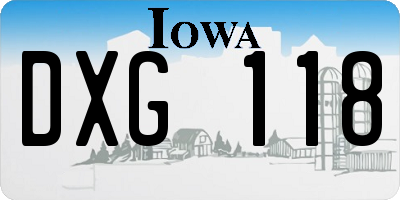 IA license plate DXG118