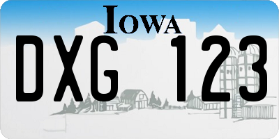 IA license plate DXG123