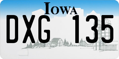 IA license plate DXG135