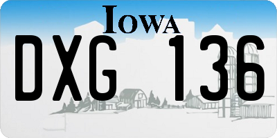 IA license plate DXG136