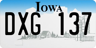IA license plate DXG137