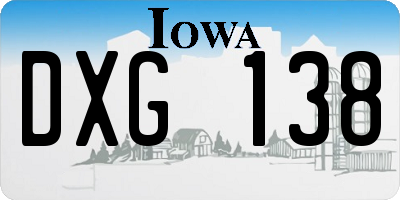 IA license plate DXG138