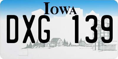 IA license plate DXG139