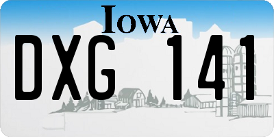 IA license plate DXG141