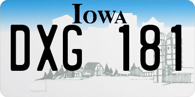 IA license plate DXG181
