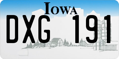 IA license plate DXG191
