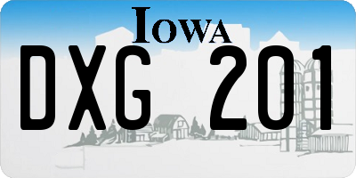 IA license plate DXG201