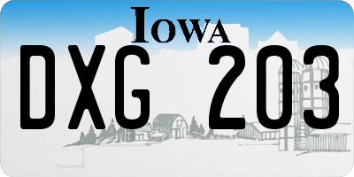 IA license plate DXG203