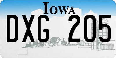 IA license plate DXG205