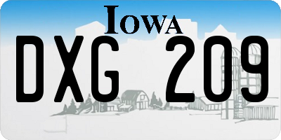 IA license plate DXG209