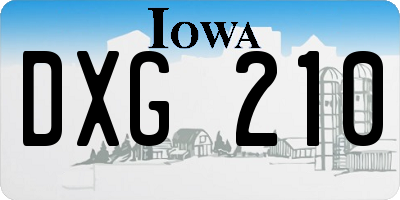 IA license plate DXG210