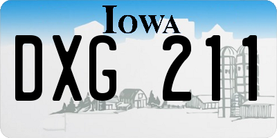 IA license plate DXG211