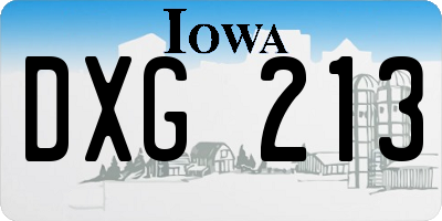 IA license plate DXG213