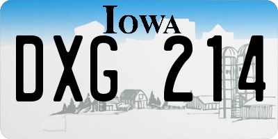 IA license plate DXG214