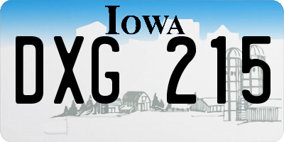 IA license plate DXG215