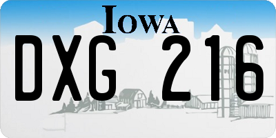 IA license plate DXG216