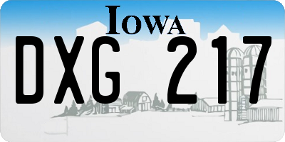 IA license plate DXG217