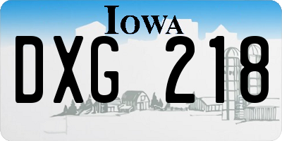 IA license plate DXG218