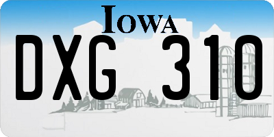 IA license plate DXG310