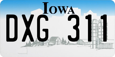 IA license plate DXG311