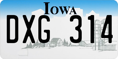 IA license plate DXG314