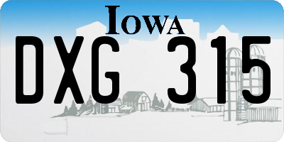 IA license plate DXG315