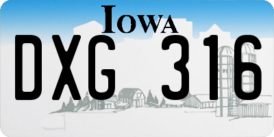 IA license plate DXG316